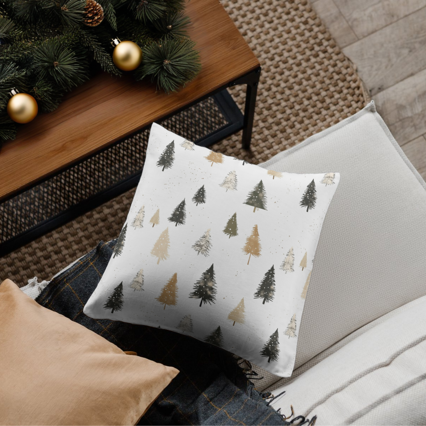 Poduszka WINTER wzór BN86 | minimalistyczne choinki