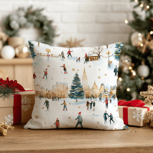 Poduszka WINTER wzór BN88 | świąteczne lodowisko