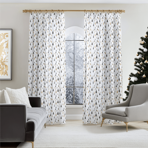Zasłona WINTER  wzór BN86 | minimalistyczne choinki