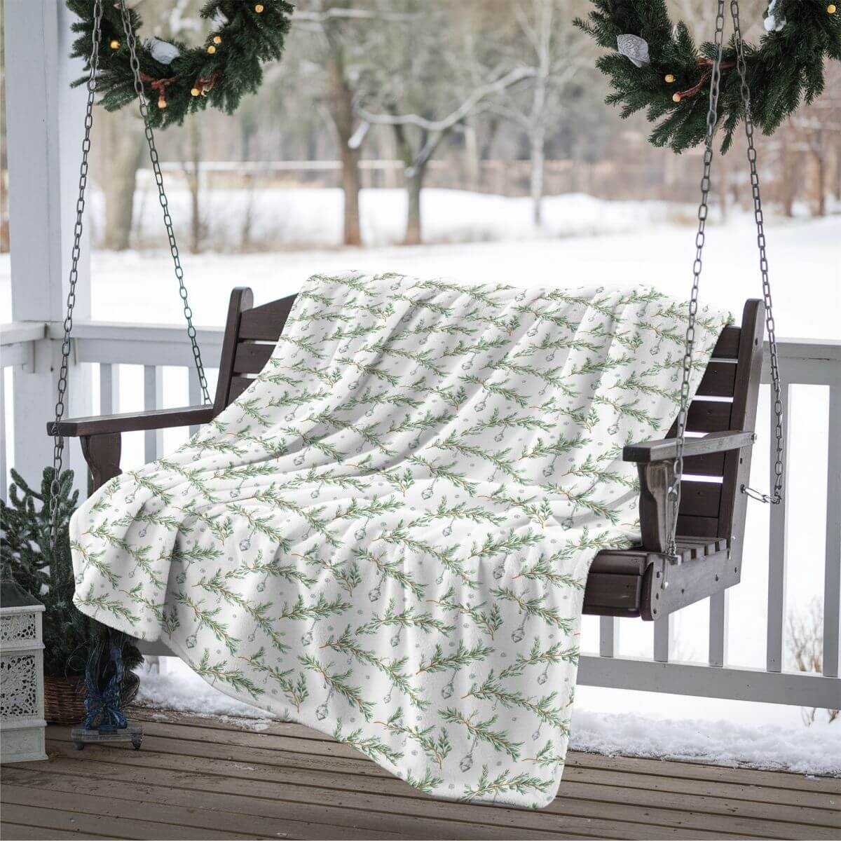 Koc pluszowy WINTER wzór BN83 | błyszczące święta