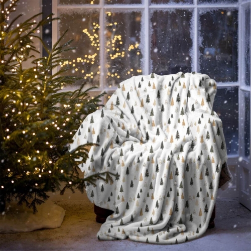 Koc pluszowy WINTER wzór BN86  | minimalistyczne choinki