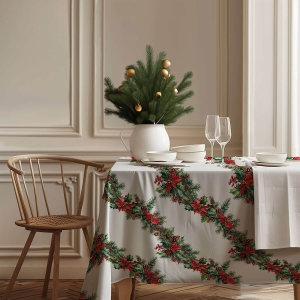Obrus WINTER wzór BN84 | Klasyczne świąteczne girlandy