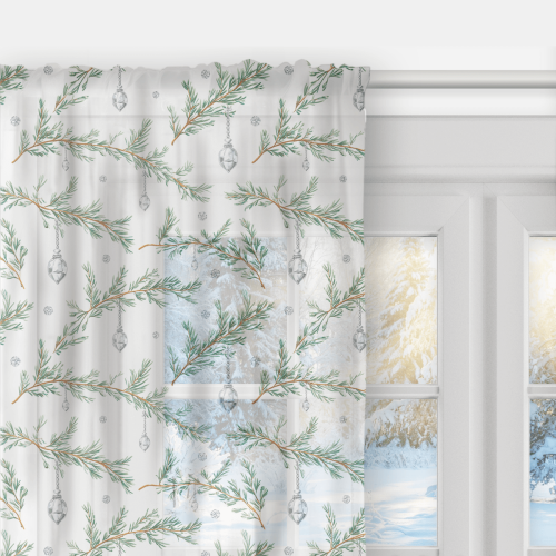 Firana WINTER wzór BN83 | Błyszczące święta