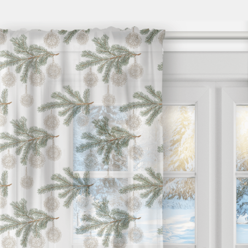 Firana WINTER wzór BN85 | Koronkowe święta