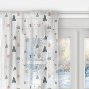 Firana WINTER wzór BN87 | Prezenty pod choinką