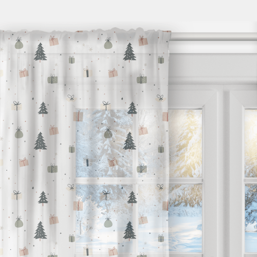 Firana WINTER wzór BN87 | Prezenty pod choinką