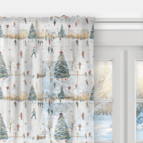 Firana WINTER wzór BN88 | Świąteczne lodowisko
