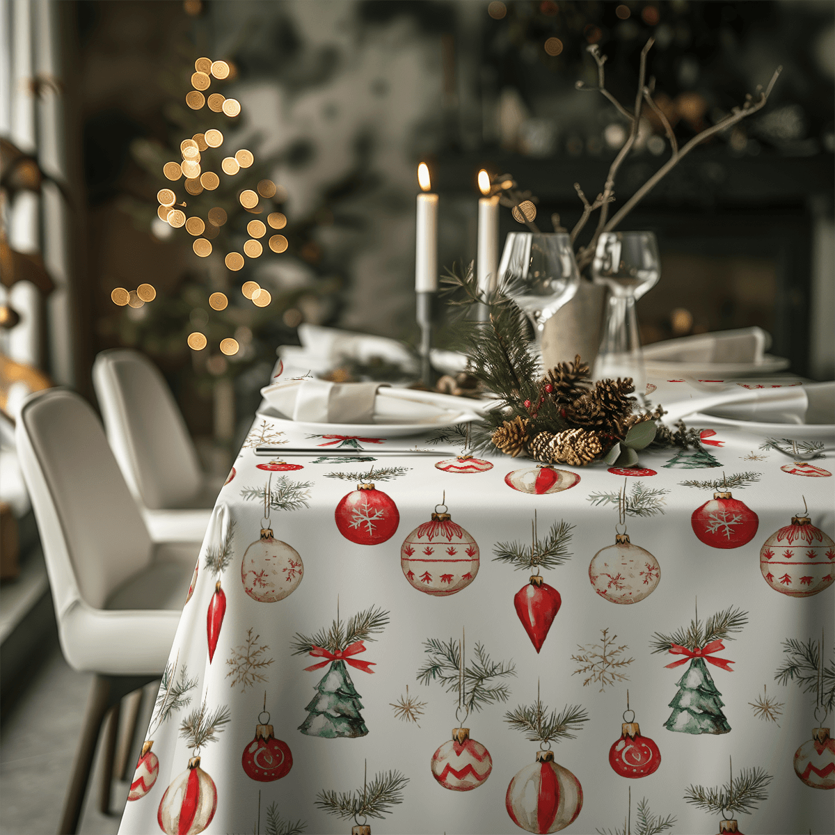 Obrus XMAS wzór XM62 | Bombki choinkowe