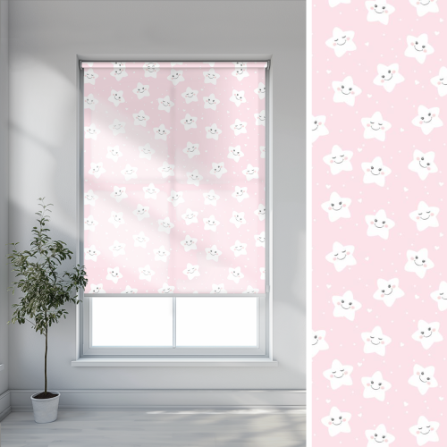Roleta dla dzieci SWEET DREAMS wzór D22 o wysokości 220 cm | gwiazdki na różowym tle