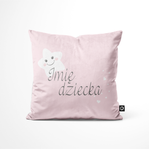 Poduszka dla dzieci SWEET DREAMS wzór D22 z imieniem | gwiazdki na różowym tle