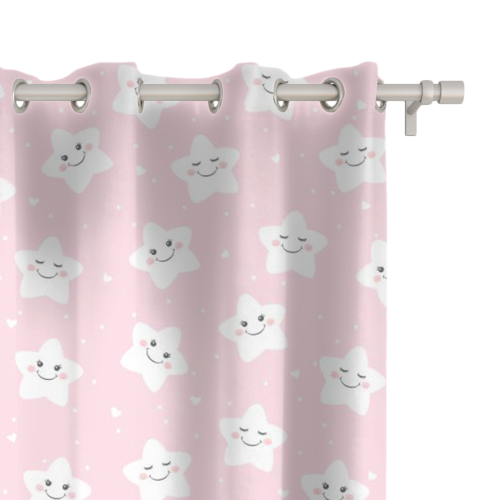 Zasłona dla dzieci SWEET DREAMS wzór D22 | gwiazdki na różowym tle