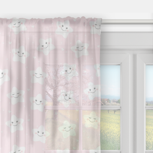 Firana dla dzieci SWEET DREAMS wzór D22 | gwiazdki na różowym tle