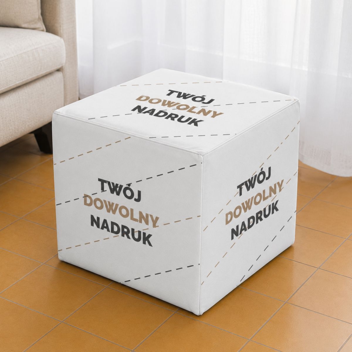 Pufa kostka z nadrukiem